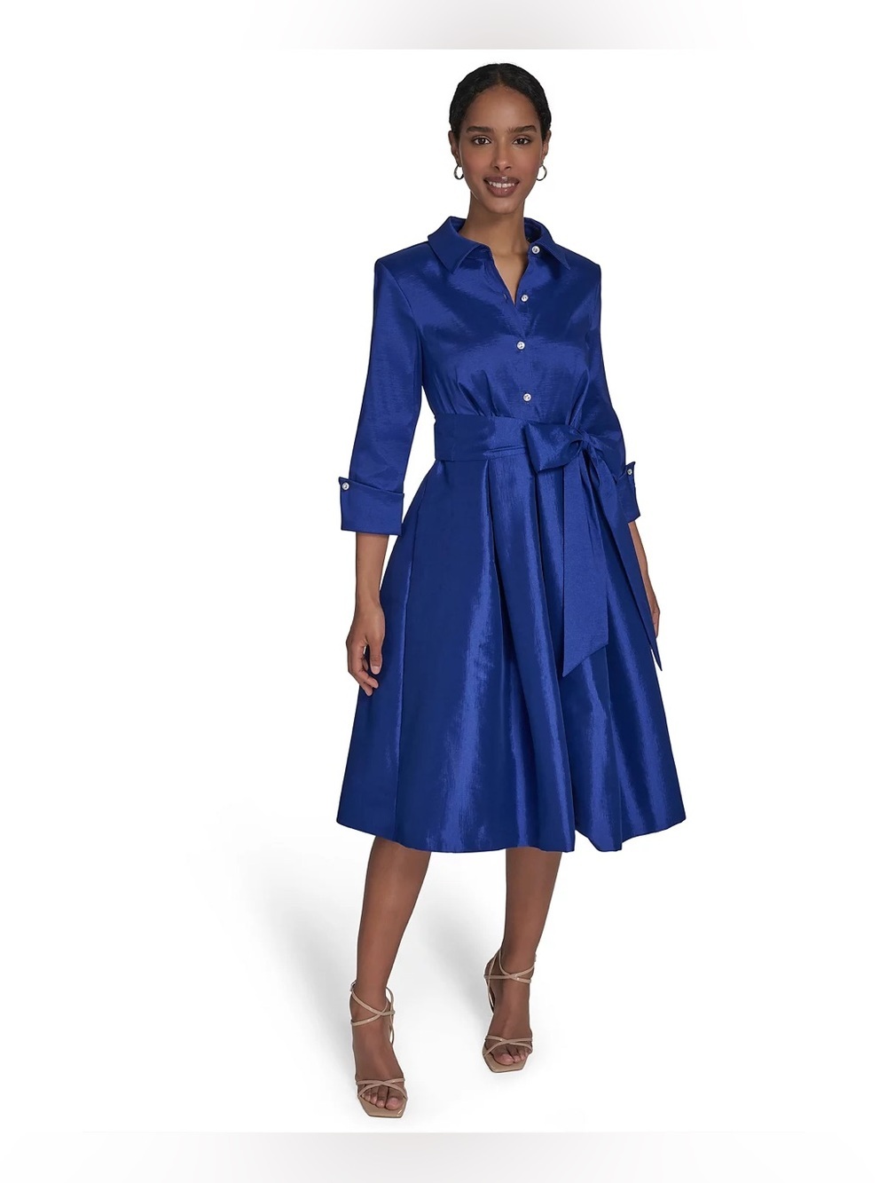 jessica howard royal blue dress Shirtwaist Midi with Waist Tie Prom dress